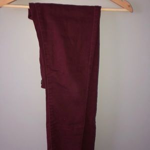 Burgundy high-waisted jeans